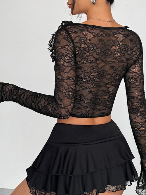 Lace Ruffle Corset Top