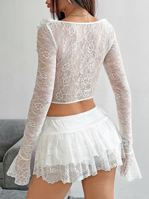 Lace Ruffle Corset Top